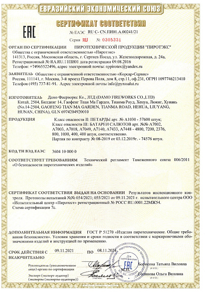 Сертификат RU C-CN.ПИ01.А.00241/21